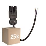 Multipack 25x Noxion GST - Compatible Cable de alimentación Negro - Macho + Extremos abiertos - 0,3m - 2 pole 0,75mm2
