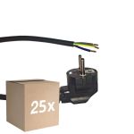 Multipack 25x Noxion Cable De Alimentación de alimentación Negro - Schuko Europlug + Extremos abiertos - 2m - 3 pole 0,75mm2