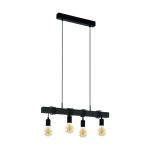 Eglo Colgante De Luz Townshend Acero Madera Negro | IP20 - Apta para 4x E27 