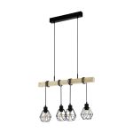 Eglo Colgante De Luz Townshend 5 Acero Madera Negro | IP20 - Apta para 4x E27 